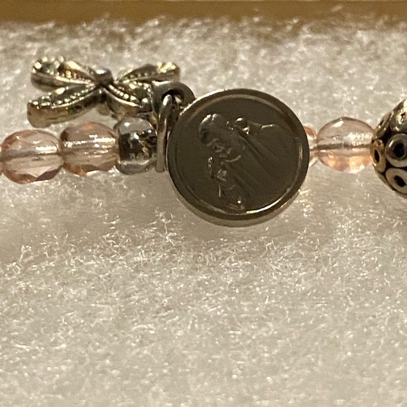 Beautiful Floral Beaded Cloisonné Bracelet with Pink and Green Accents - Picture 8 of 10